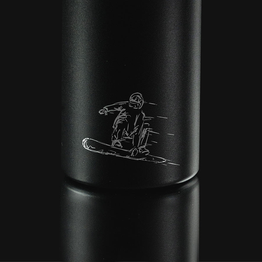 VANYX Thermoflasche – Detail Snowboarder Illustration
