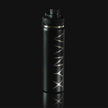 Schwarze VANYX Thermoflasche in Frontansicht mit vertikal grossem Logo