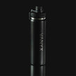 Schwarze VANYX Thermoflasche in Frontansicht mit vertikal kleinen Logo