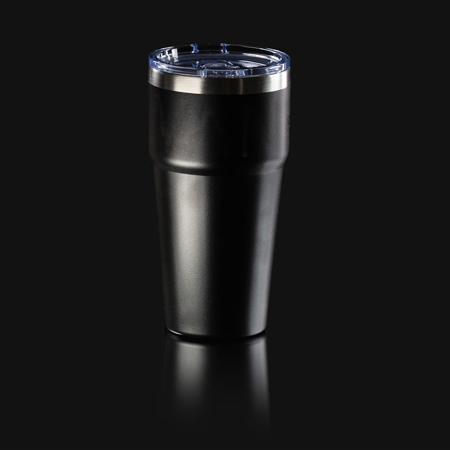 Schwarzer Vanyx Thermobecher aus Edelstahl mit Deckel – personalisierbar mit individueller Gravur